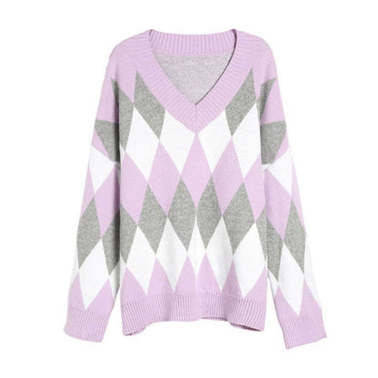 OEM/ODM Custom Acrylic Oversize V-neck Women Knit Pullover | Knitwear Manufacturer