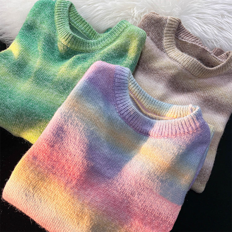 Custom Pullover Unisex Sweaters Gradient Color Wool Knitwear Fashion Style Knit Sweaters