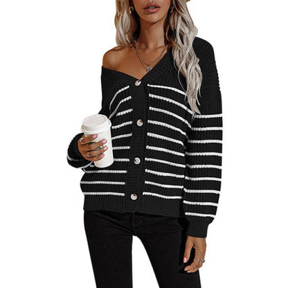 OEM/ODM Striped Knitted Cardigan for Women