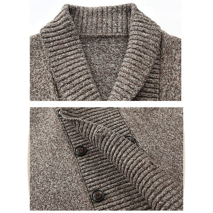 Turn-Down Collar Men's Cardigan Overcoat | Double Breasted Knitwear