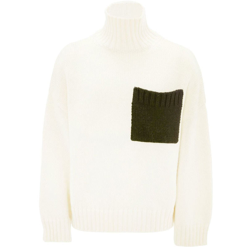 custom patch-pocket turtleneck sweater men knit jumper long sleeve oversized knitwear luxury wool sweater unisex