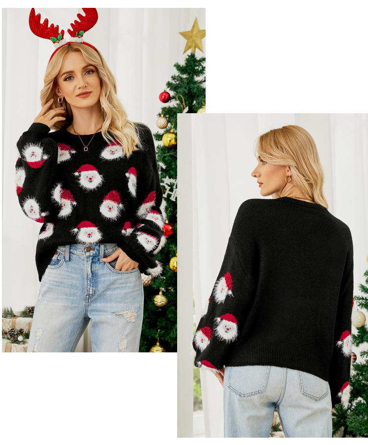 Wholesale Pullover Custom Jacquard Women Santa Winter Oversized Colorful Adults Jumper Top Ugly Christmas Sweater