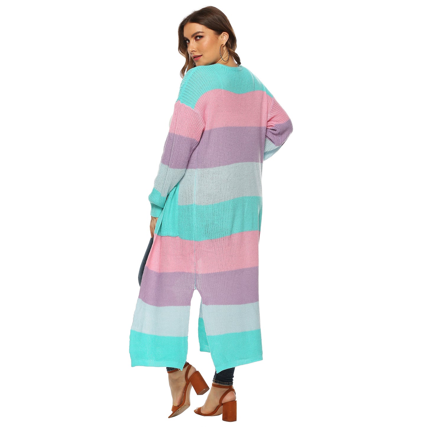 Elevate Style – Custom Plus Size Striped Cardigan Sweaters for Women