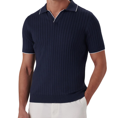 2023 OEM Jacquard Chenille Knit Short Sleeve Spring Custom 100% Cotton Polo Shirt Pullover Cardigan Men's Sweater