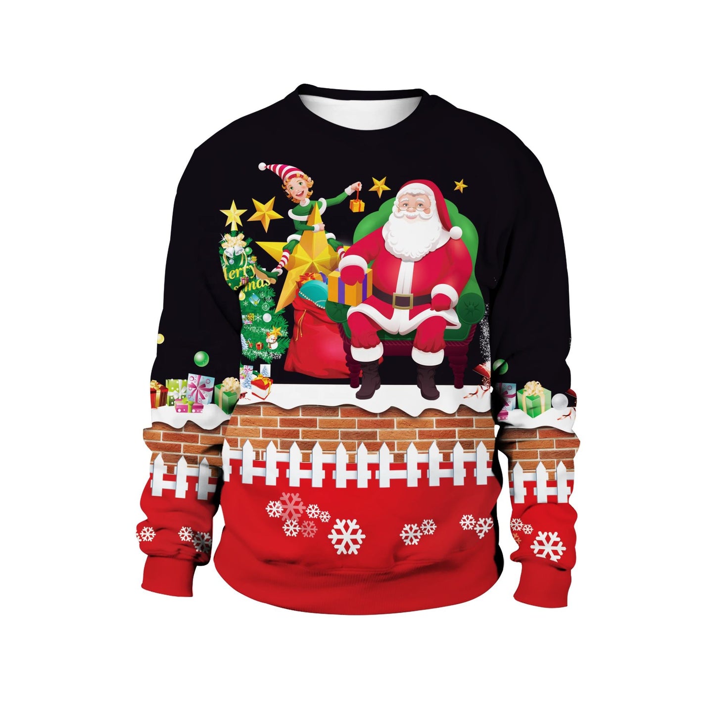 Custom oem Santa Funny Holiday Party Knitted Pullover jumpers Couple Knitted Xmas Brushed Deer unisex Ugly Christmas Sweater