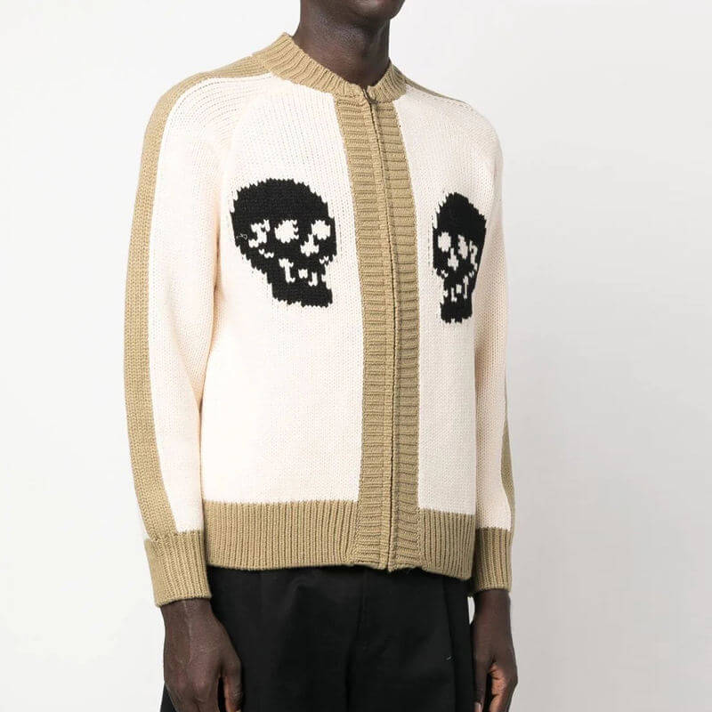 OEM/ODM 100%cotton Zipper Jacquard Men’s Cardigan | Sweater Manufacturer