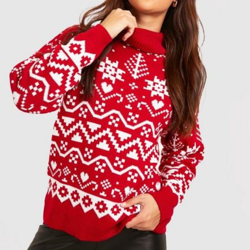 Red Fair Isle Pattern Christmas Sweater for Wholesale Corporate Orders
