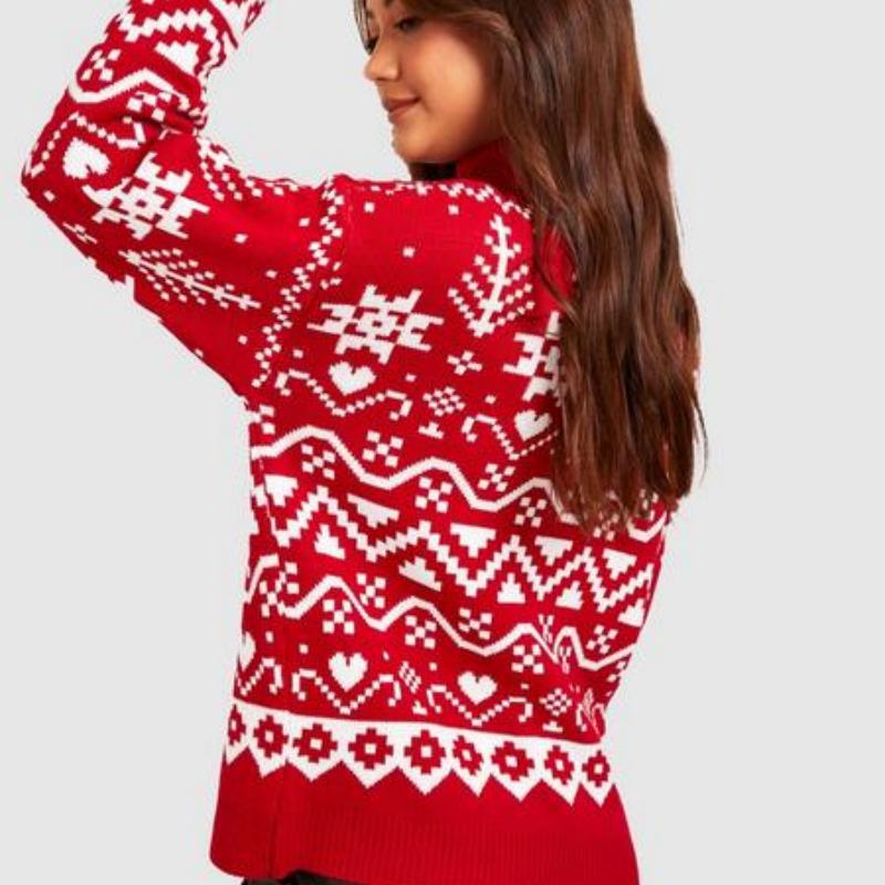 Red Fair Isle Pattern Christmas Sweater for Wholesale Corporate Orders