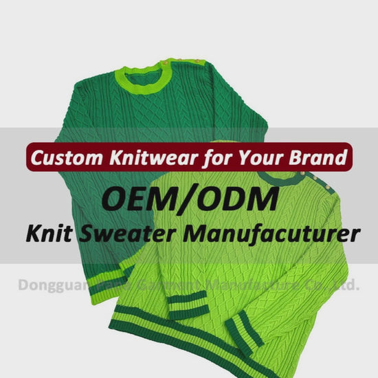 Detailed showcase of a custom Greek letter sweater, featuring close-up views of cable knit textures, ribbed cuffs and hem, contrasting collar with gold buttons, and full garment display — ideal for fraternity, sorority, or team customization from a trusted sweater manufacturer.