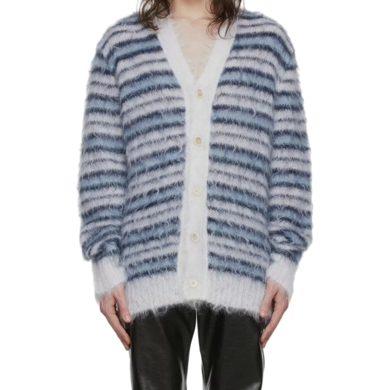 Wholesale Custom Man Knit Sweater Knit Cardigan Striped Button-Down Wool Blend