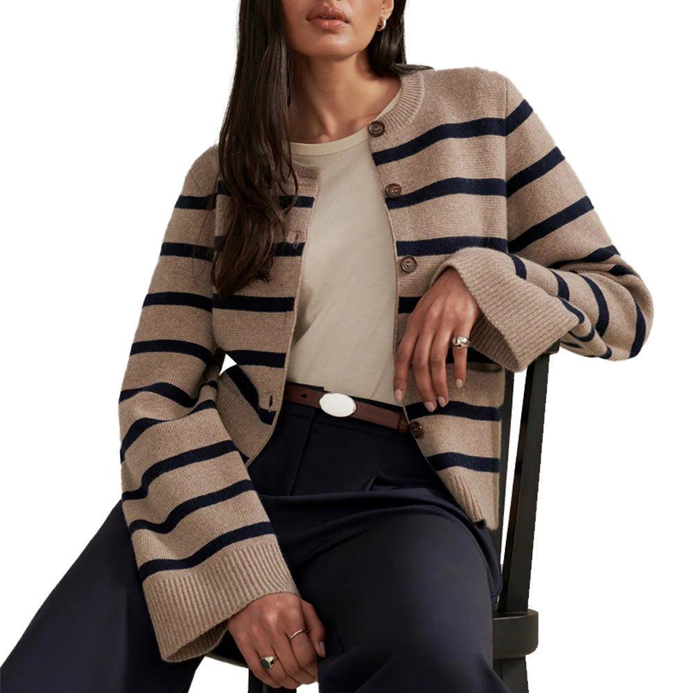 Custom Preppy Striped Women Cardigan - PG8022
