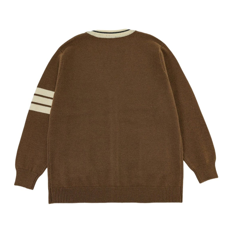 Custom Greek V-neck Varsity Cardigan Sweater - 100% Cotton, OEM/ODM Manufacturer