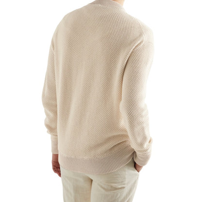 Wholesale Custom Men Knit Sweater Crew Neck Pullover 7GG Chunky OEM Cotton Waffle Texture