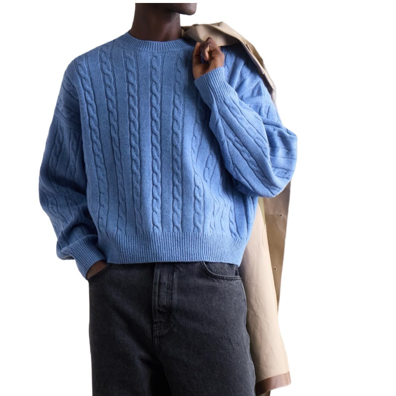 Wholesale Custom Man Knit Sweater Oversize Long Sleeve Pullover Wool Blend