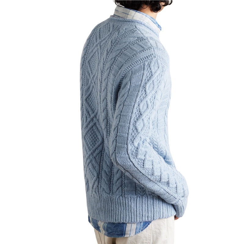 Wholesale Custom Man Knit Sweater Ribbed Crew Roll Neck Solid Color Chunky 7GG Pullover