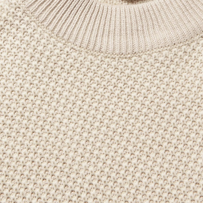 Wholesale Custom Men Knit Sweater Crew Neck Pullover 7GG Chunky OEM Cotton Waffle Texture